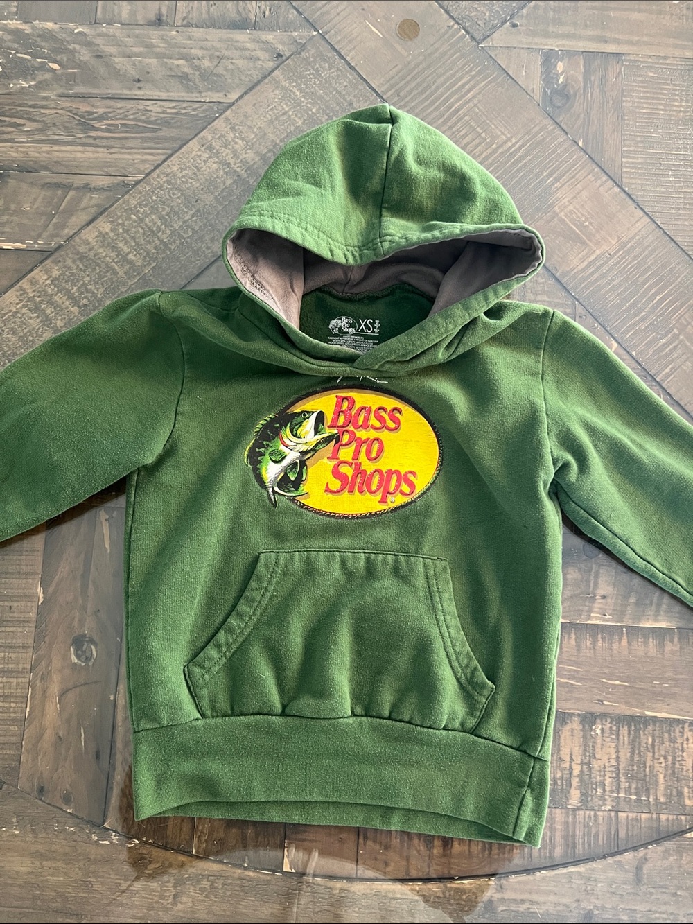 Bass Pro Shops Green Kids Hooded Pullover with Yellow Logo